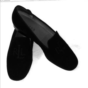 Lauren Ralph Lauren Black Leather Suede Flats